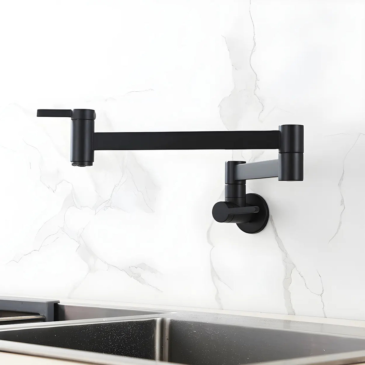 Low Arc Lever Handles Wall-Mounted Kitchen Faucets Image - 8