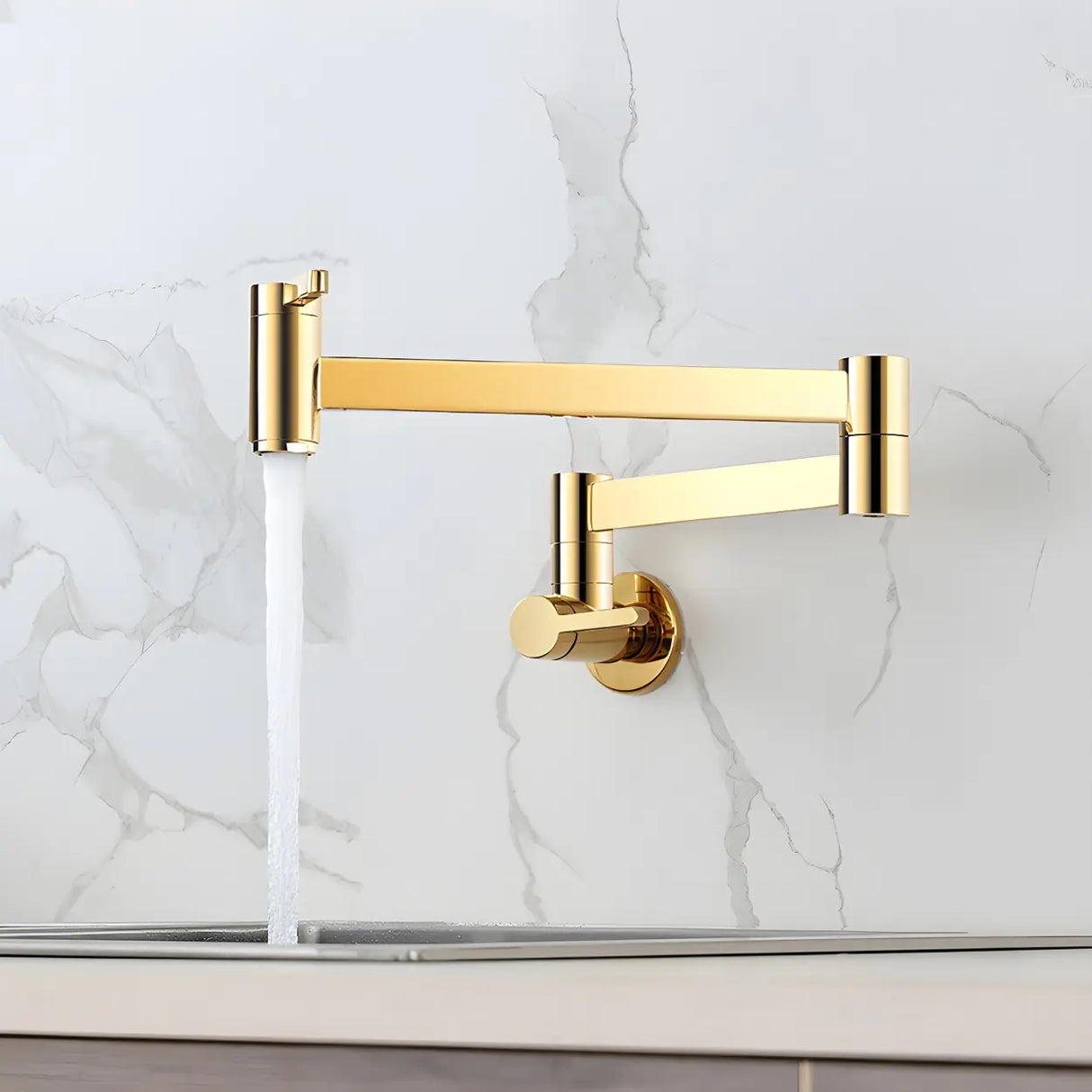Low Arc Lever Handles Wall-Mounted Kitchen Faucets Image - 9