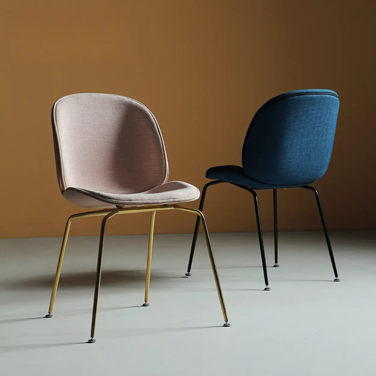 Low Curved Back Metal Padded Armless Dining Chairs Image - 1