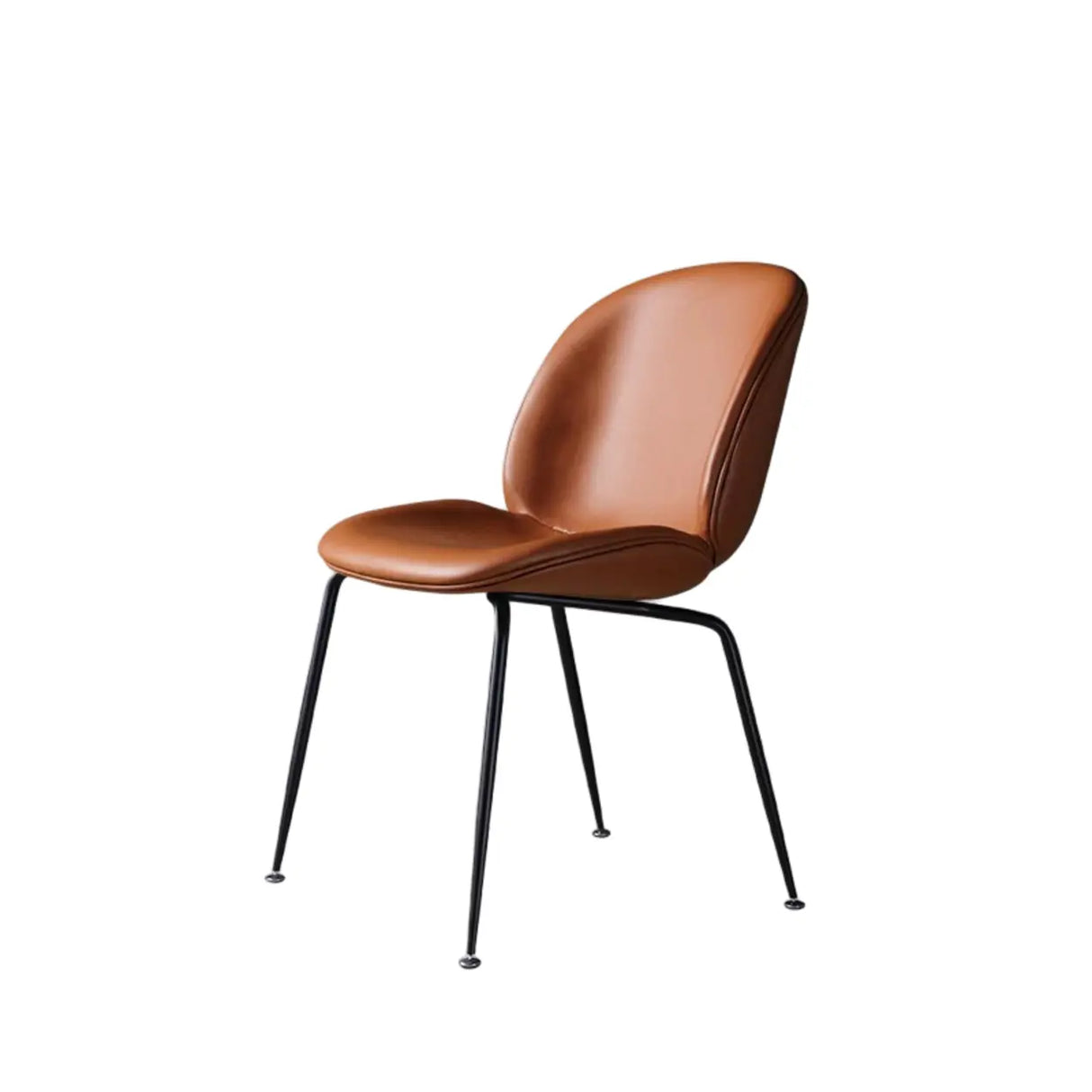 Low Curved Back Metal Padded Armless Dining Chairs Image - 2