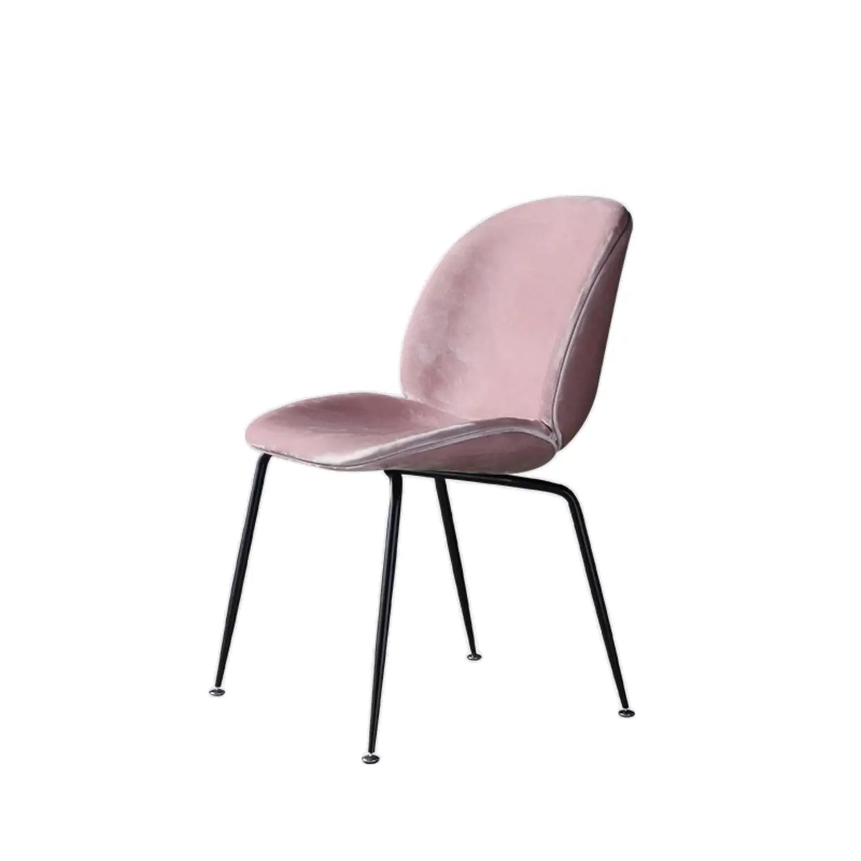 Low Curved Back Metal Padded Armless Dining Chairs Image - 5