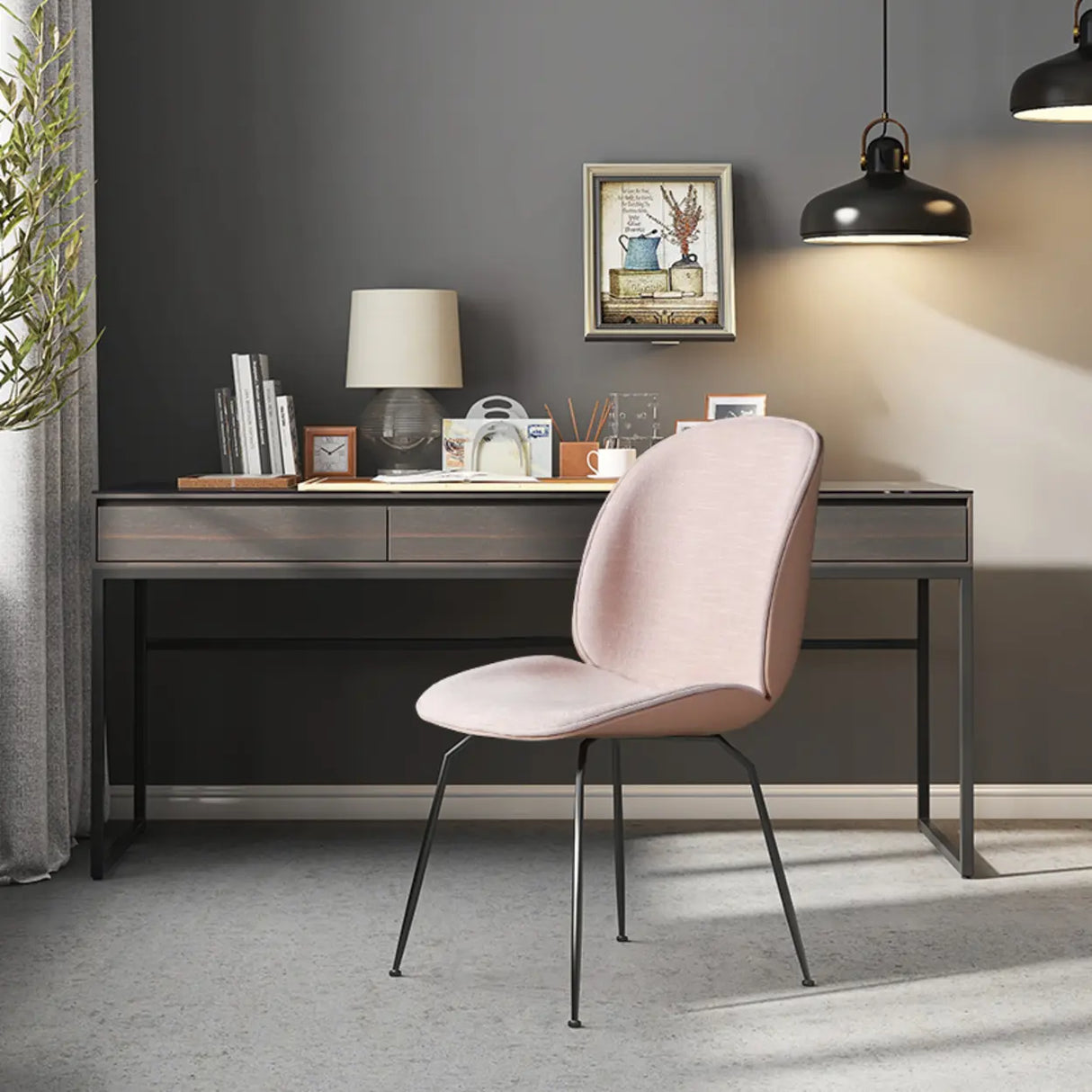 Low Curved Back Metal Padded Armless Dining Chairs Image - 7