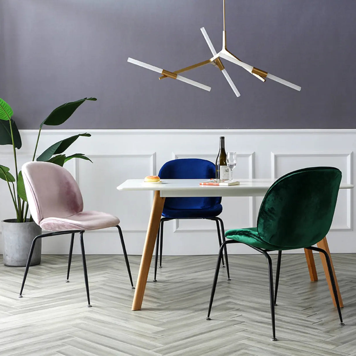 Low Curved Back Metal Padded Armless Dining Chairs Image - 8