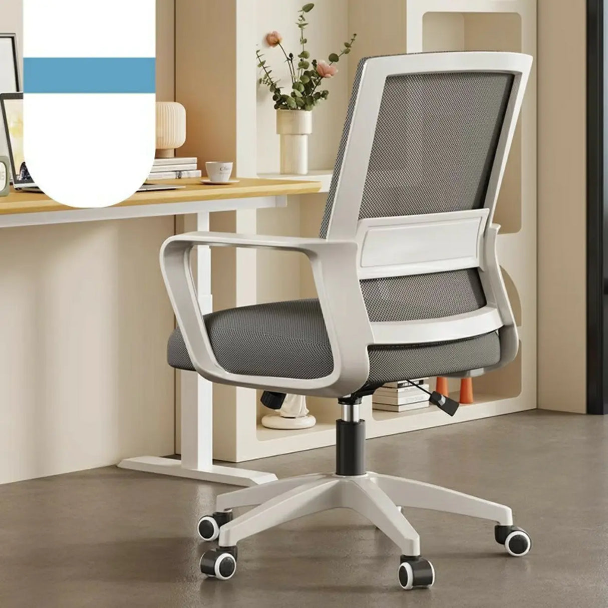 Lumbar Support Mesh Adjustable Seat Height Office Chair Image - 11