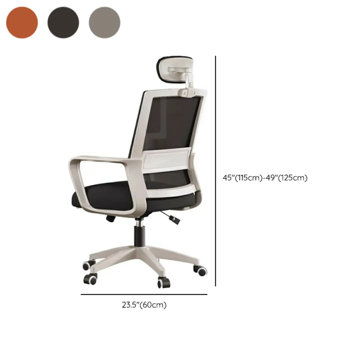 Lumbar Support Mesh Adjustable Seat Height Office Chair