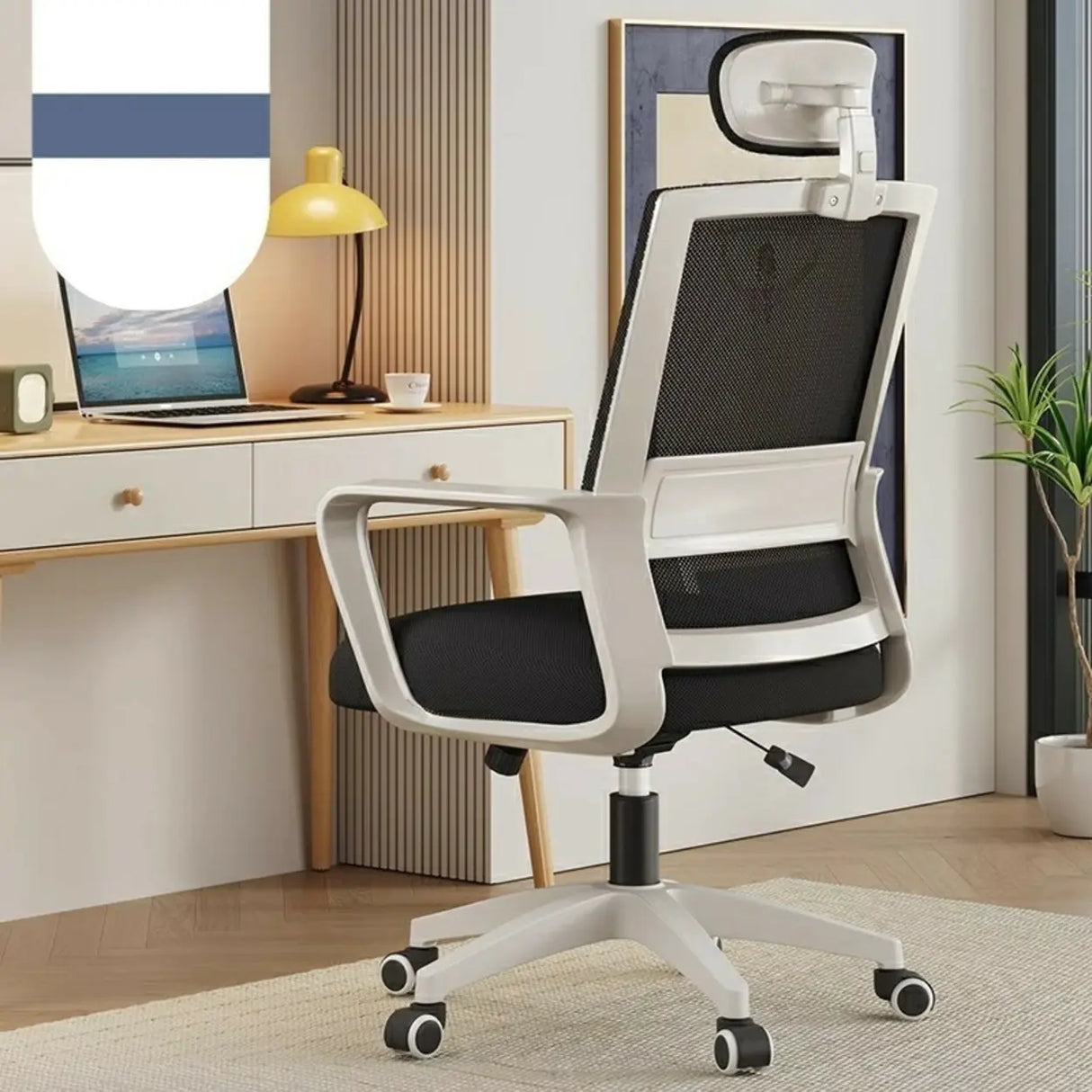 Lumbar Support Mesh Adjustable Seat Height Office Chair Image - 2