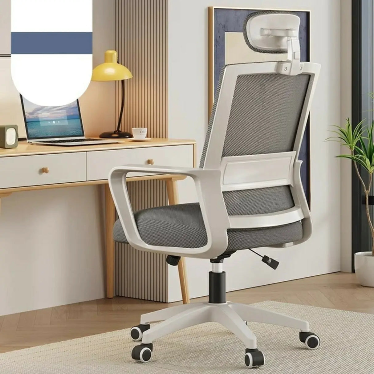 Lumbar Support Mesh Adjustable Seat Height Office Chair Image - 3