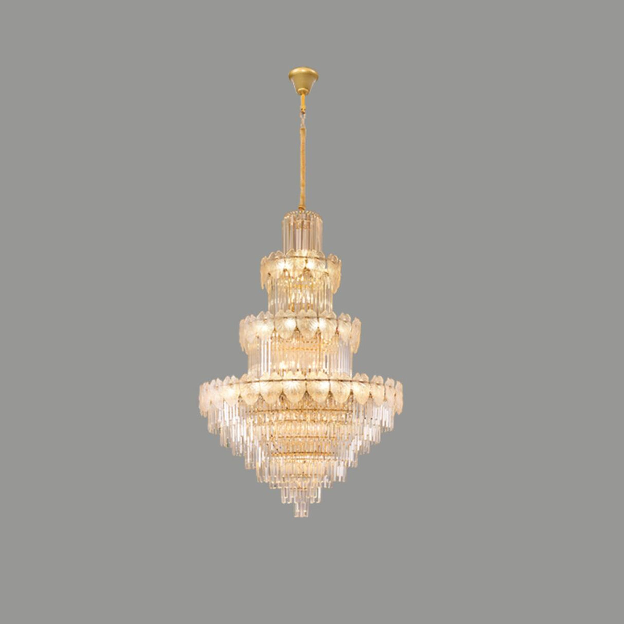Luxur Tiered Leaf Crystal Chandelier Adjustable Height Image - 5