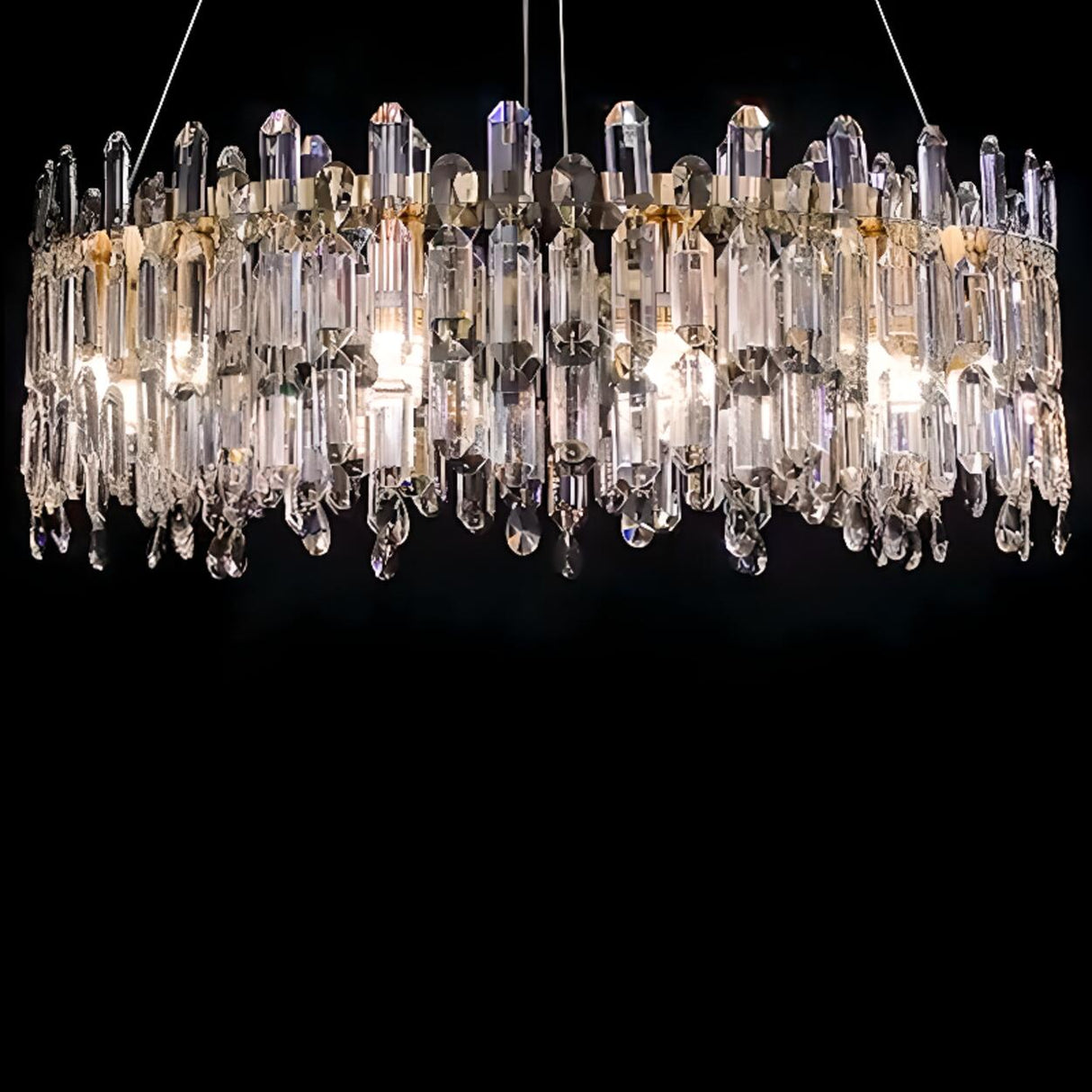 Luxurious Crystal Round Chandelier Adjustable Height Image - 11