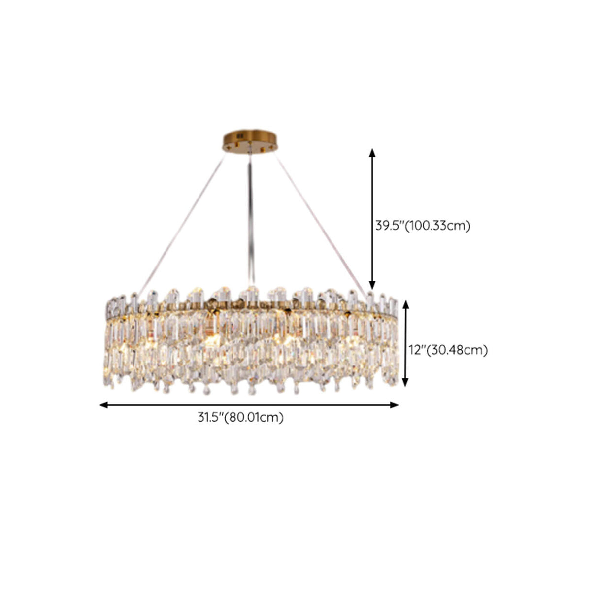 Luxurious Crystal Round Chandelier Adjustable Height Image - 18