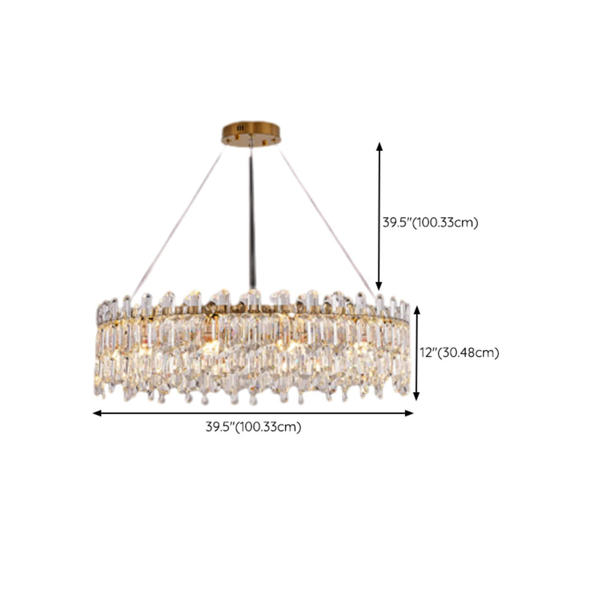 Luxurious Crystal Round Chandelier Adjustable Height Image - 19