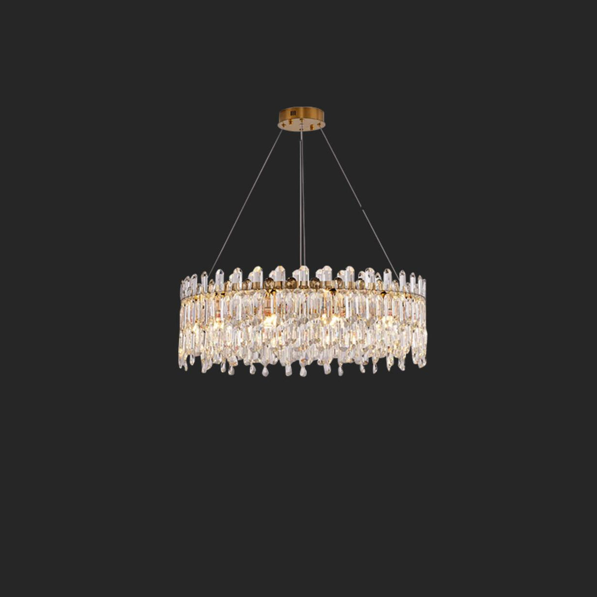 Luxurious Crystal Round Chandelier Adjustable Height Image - 2