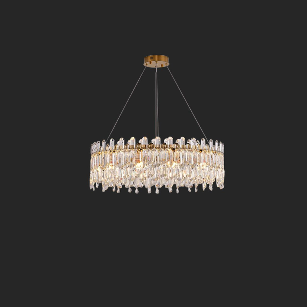 Luxurious Crystal Round Chandelier Adjustable Height Image - 3