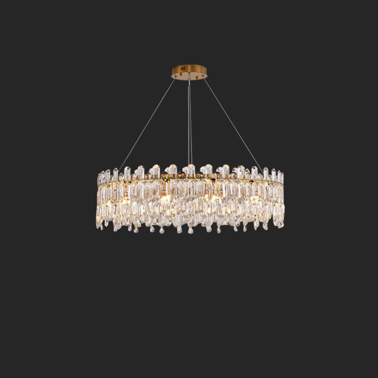 Luxurious Crystal Round Chandelier Adjustable Height Image - 5