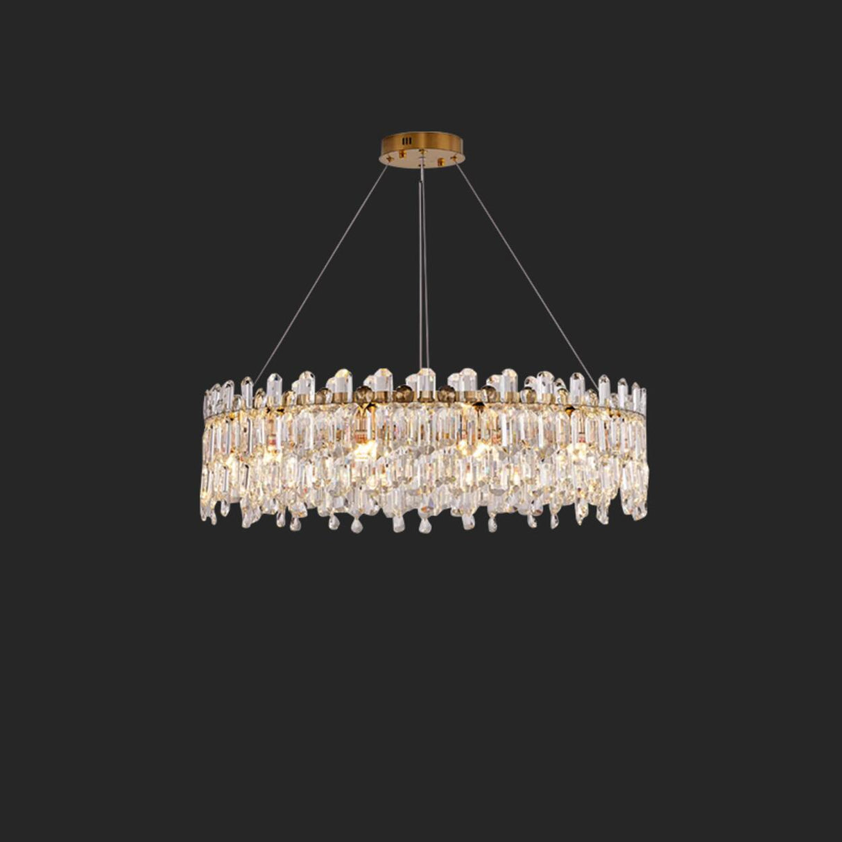 Luxurious Crystal Round Chandelier Adjustable Height Image - 7