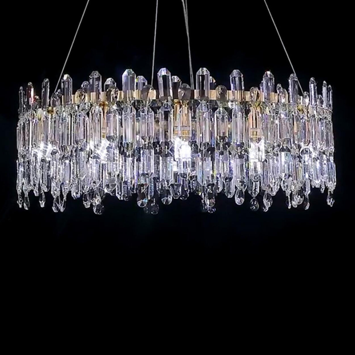 Luxurious Crystal Round Chandelier Adjustable Height Image - 9