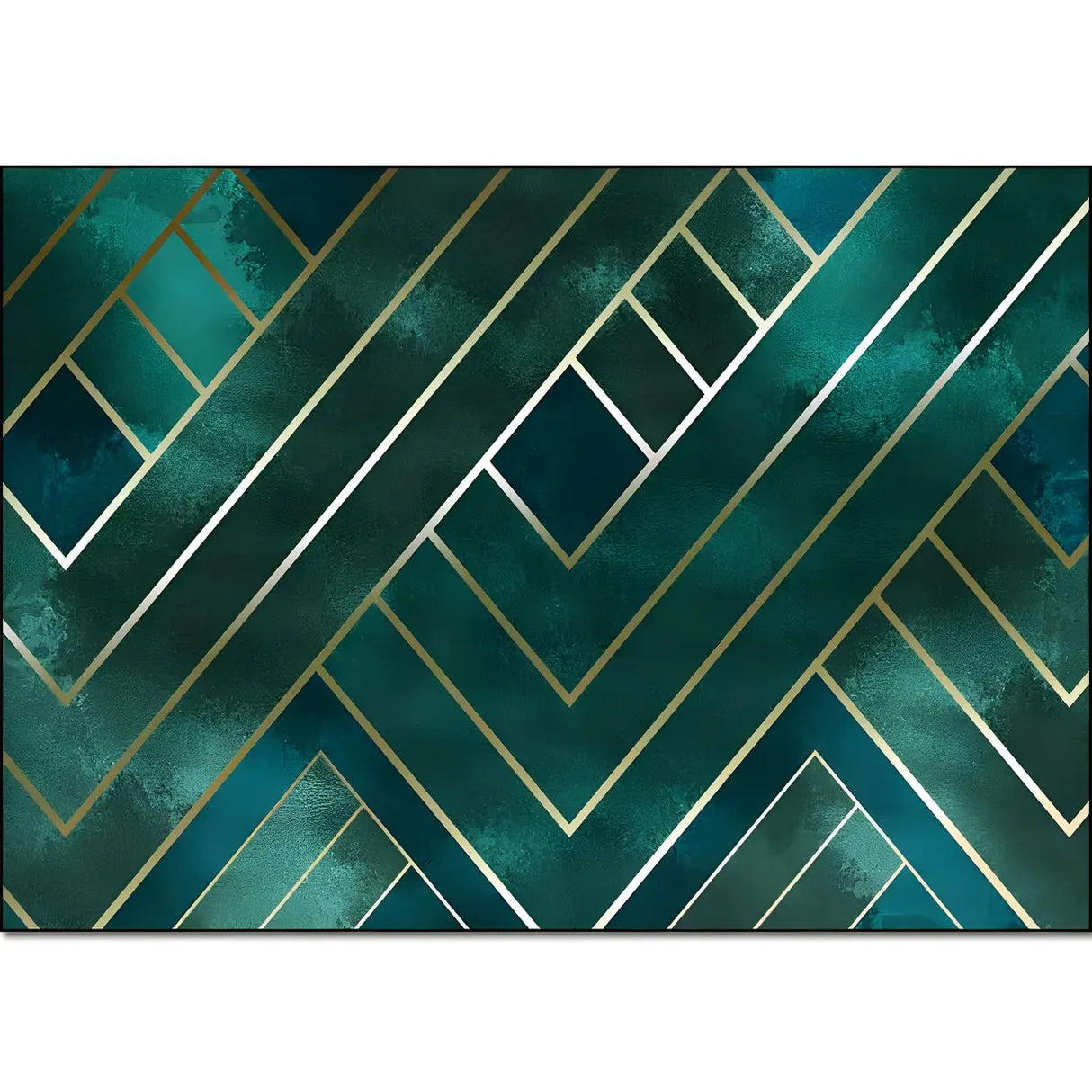 Luxurious Geometric Polyester Olive Green Area Rug Image - 6