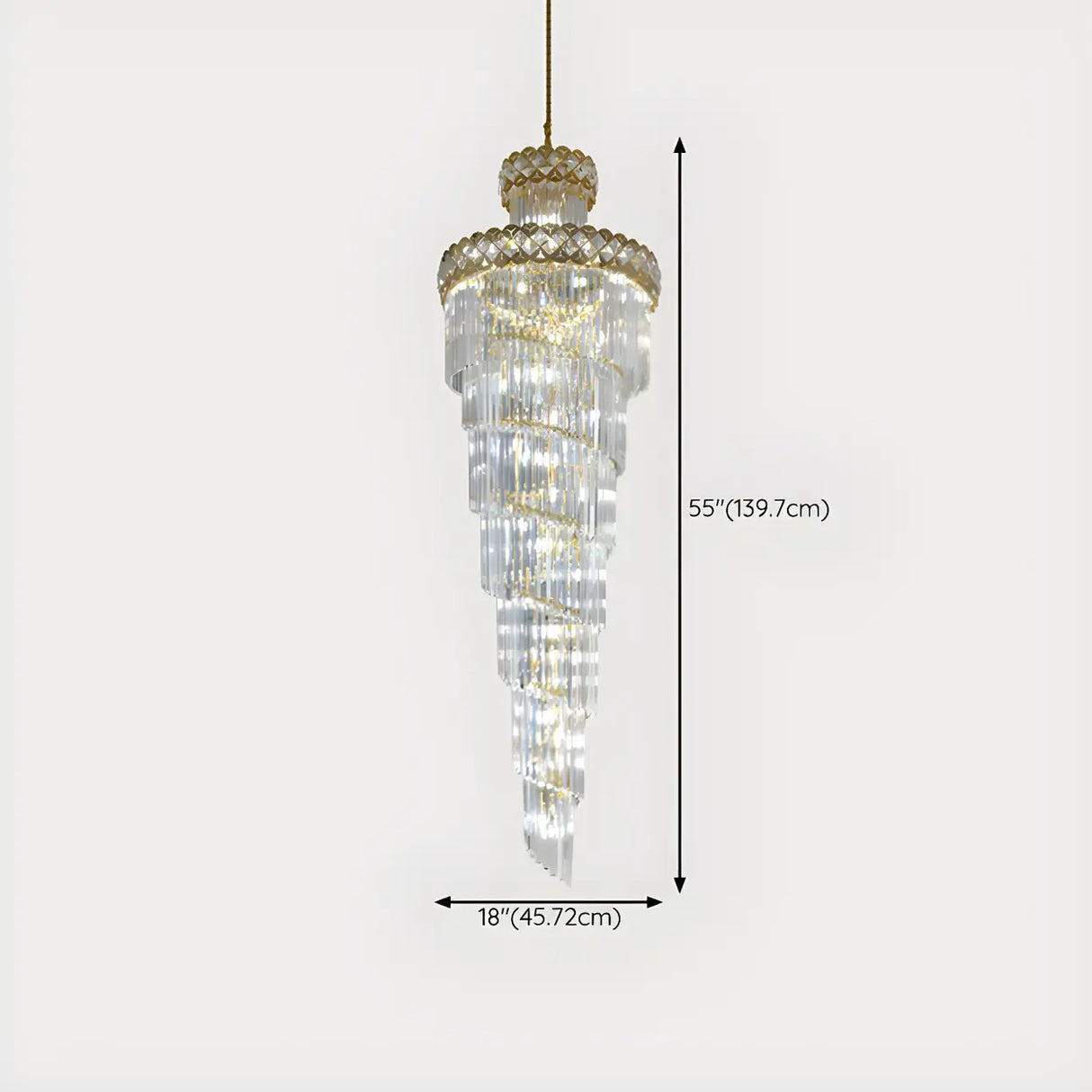 Luxurious Gold Spiral Crystal High Ceiling Chandelier