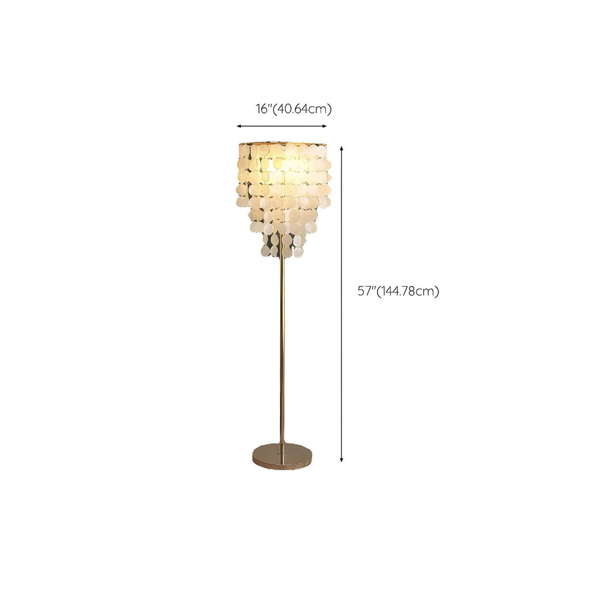Luxurious Hanging Shell Golden Base LED Floor Lamp