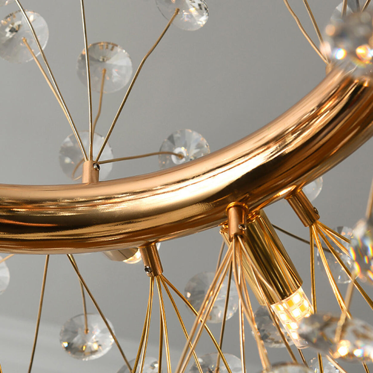 Luxurious Modern Gold Crystal Starburst Pendant Chandelier Image - 15