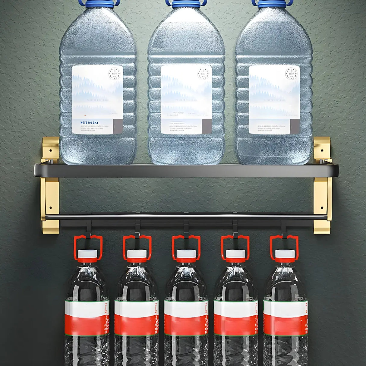 Luxurious Mounting Hardware Black-Gold Bathroom Storage Set Image - 19