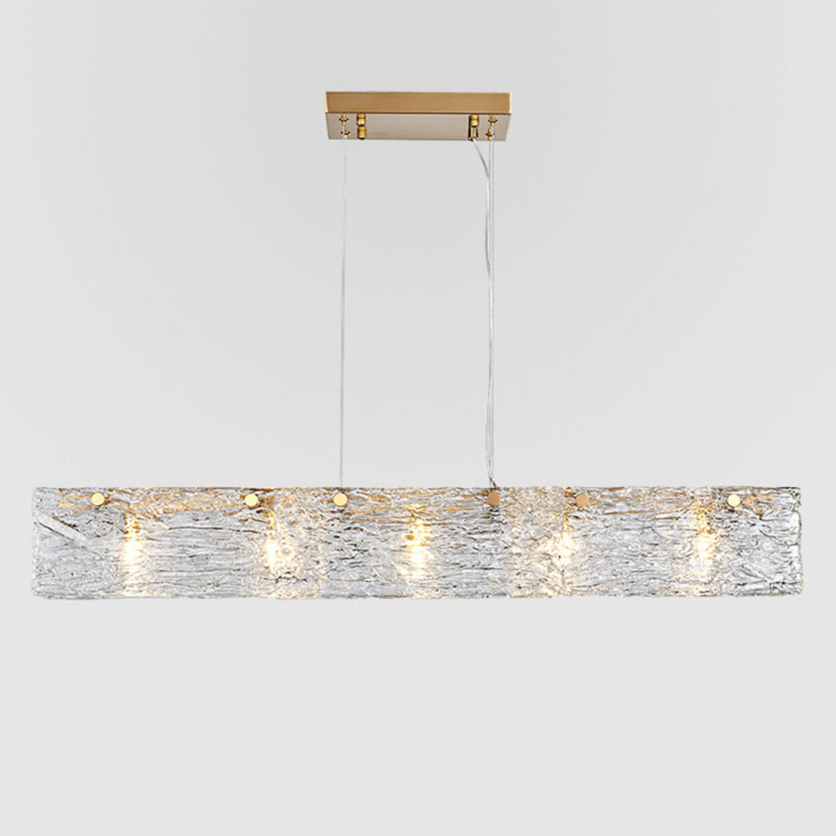 Luxurious Rectangular Glass Island Pendant Light Image - 7