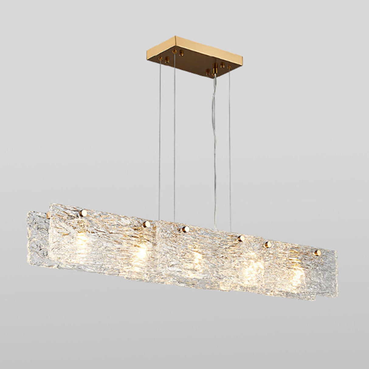 Luxurious Rectangular Glass Island Pendant Light Image - 8