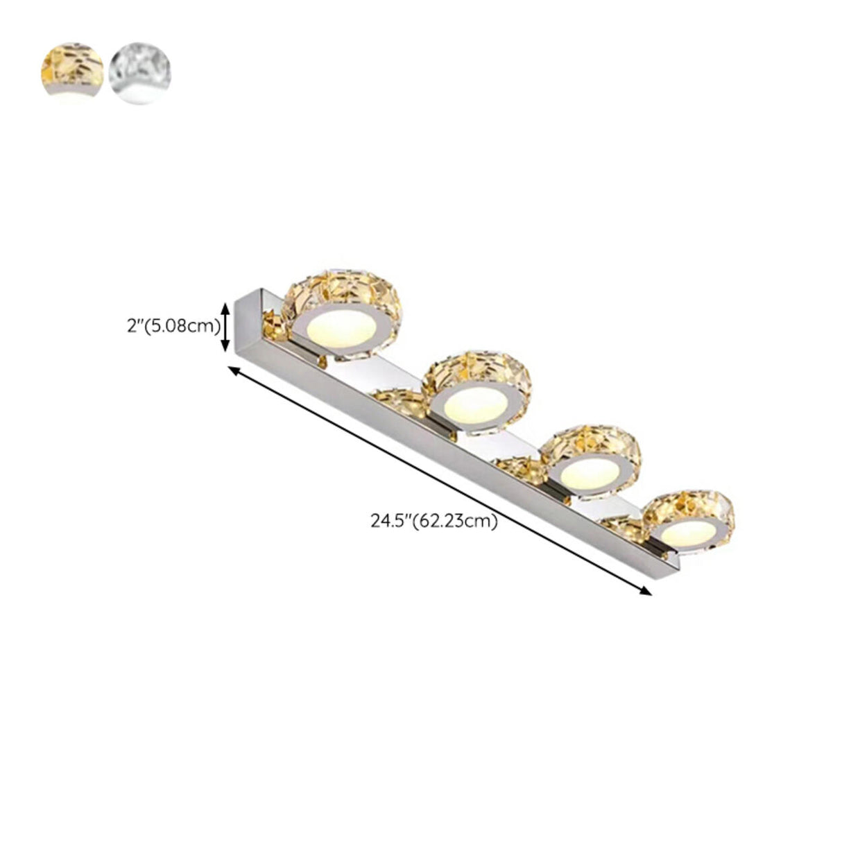 Luxurious Round Crystal 3 Light Vanity Light