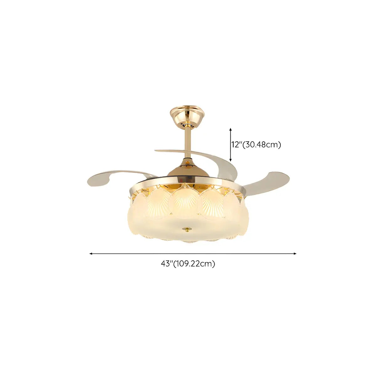 Elegant Shell Decor Round Ceiling Fan with LED Light