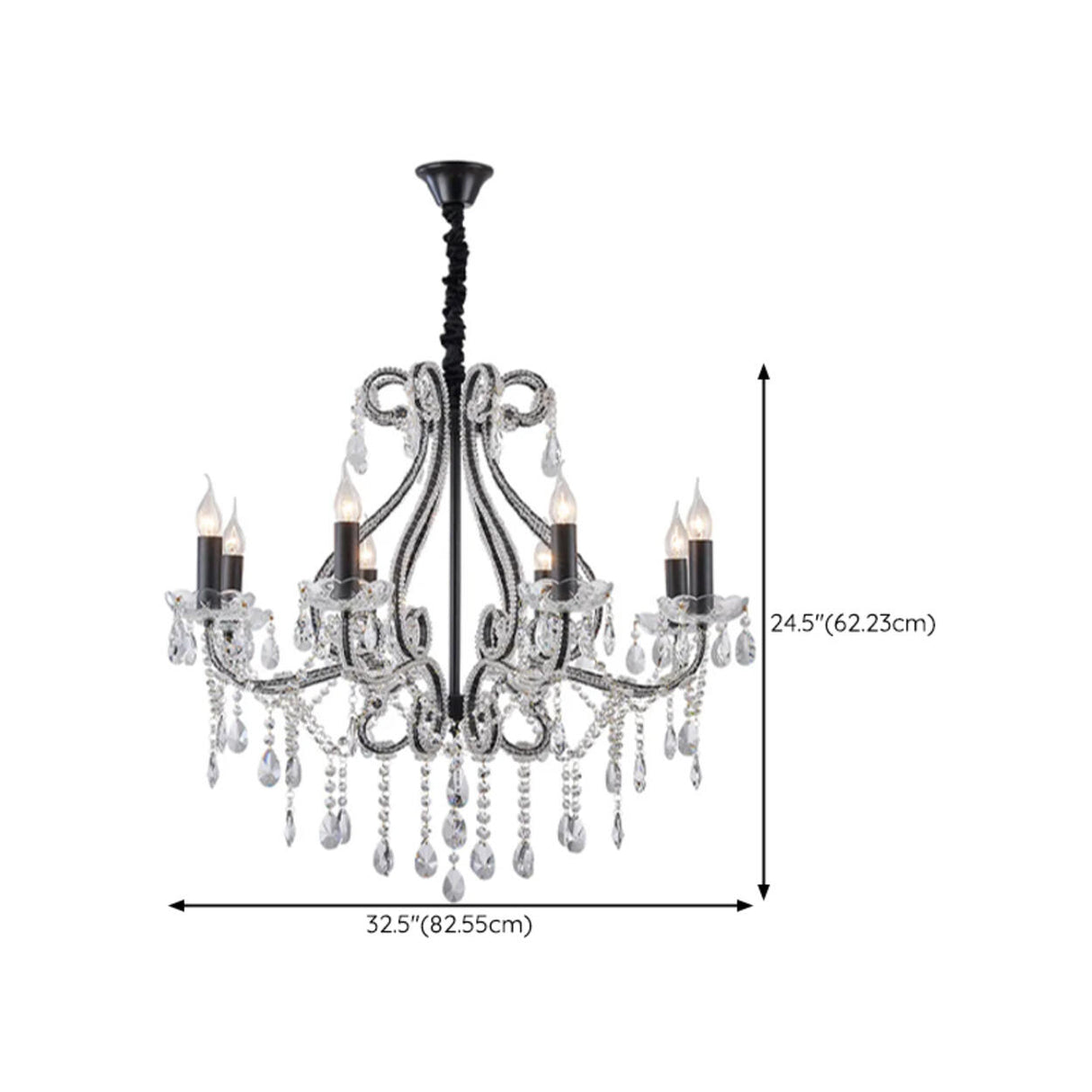 Luxury 8 Candle Crystal Chandelier Adjustable Height