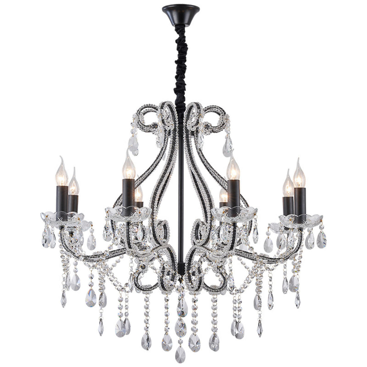 Luxury 8 Candle Crystal Chandelier Adjustable Height Image - 5