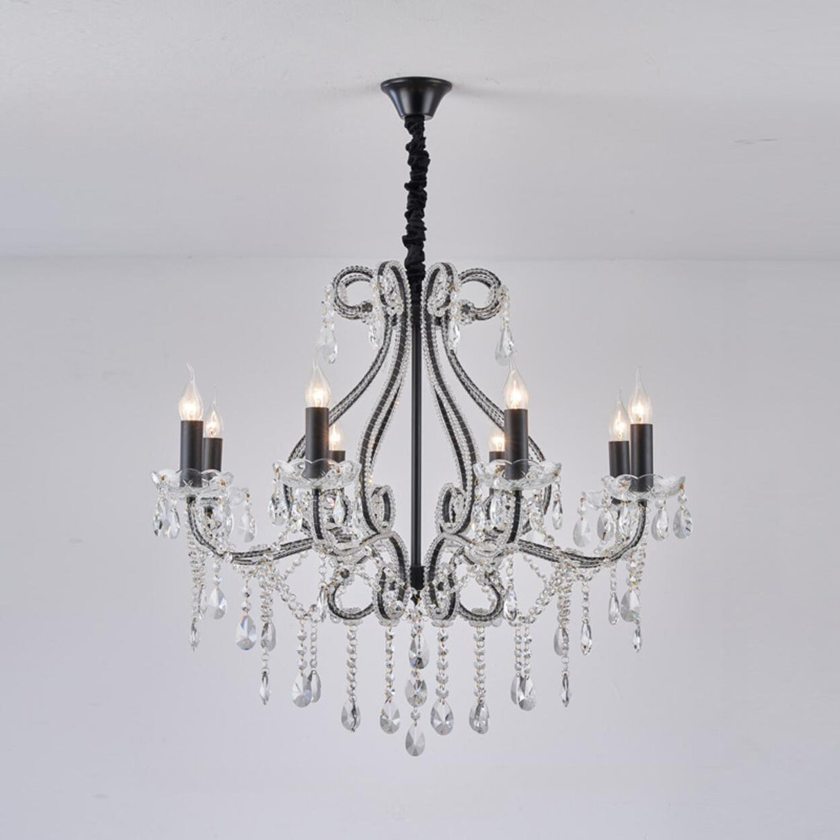 Luxury 8 Candle Crystal Chandelier Adjustable Height Image - 6