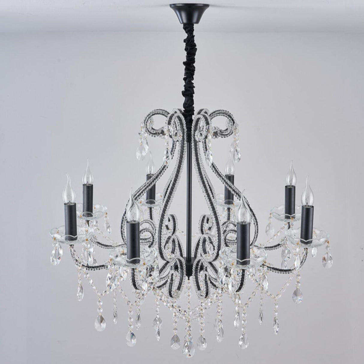 Luxury 8 Candle Crystal Chandelier Adjustable Height Image - 8