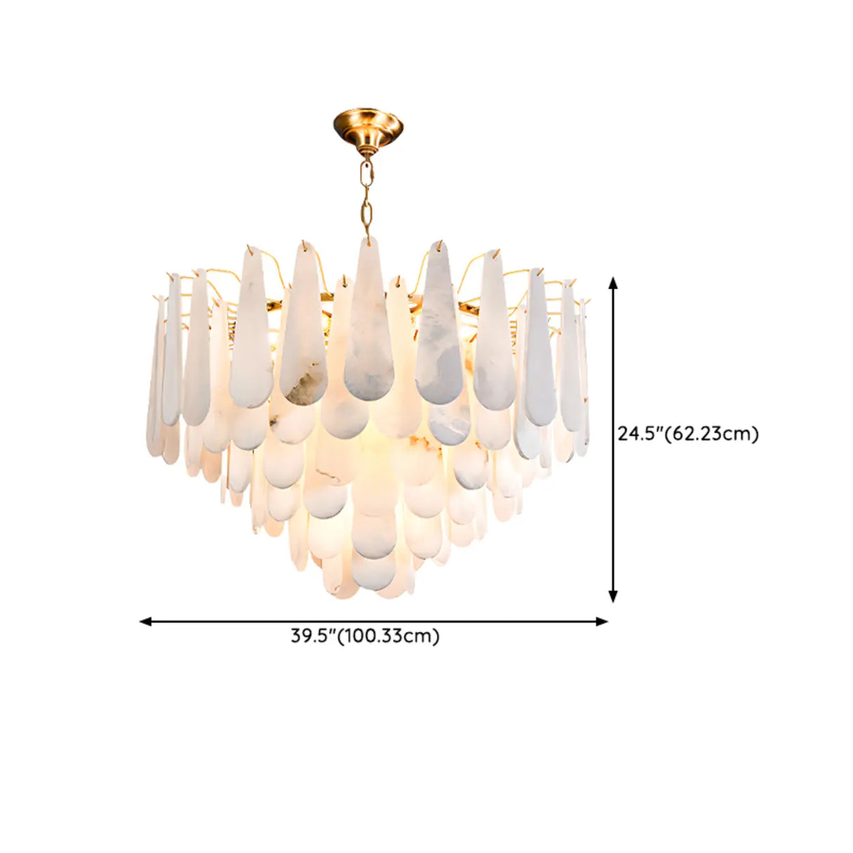 Luxury Alabaster Tiered Teardrop Living Room Chandelier Image - 14