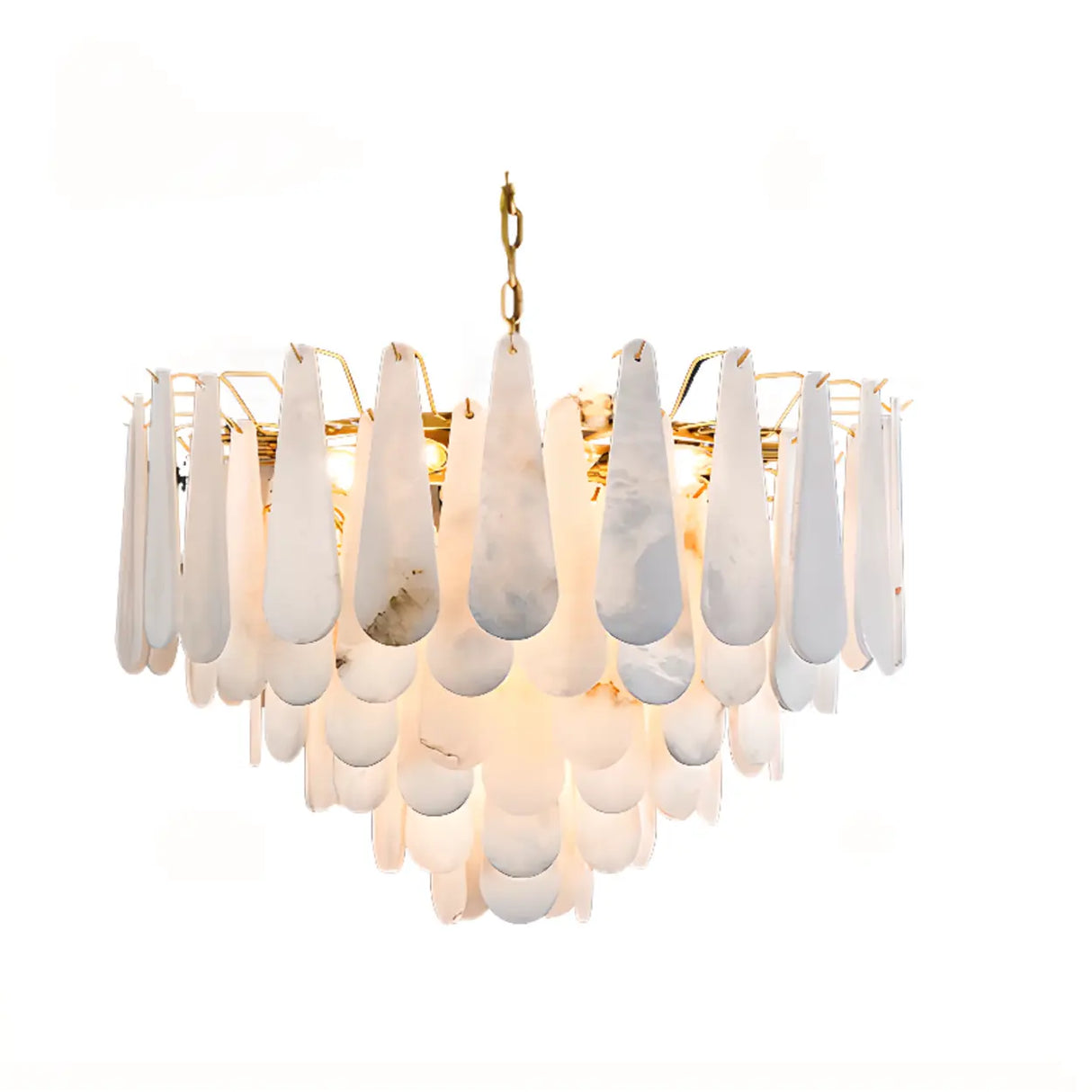 Luxury Alabaster Tiered Teardrop Living Room Chandelier Image - 3