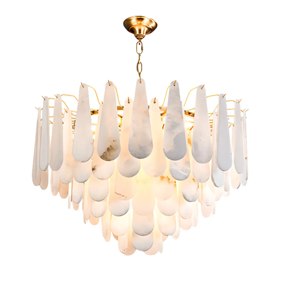 Luxury Alabaster Tiered Teardrop Living Room Chandelier Image - 5