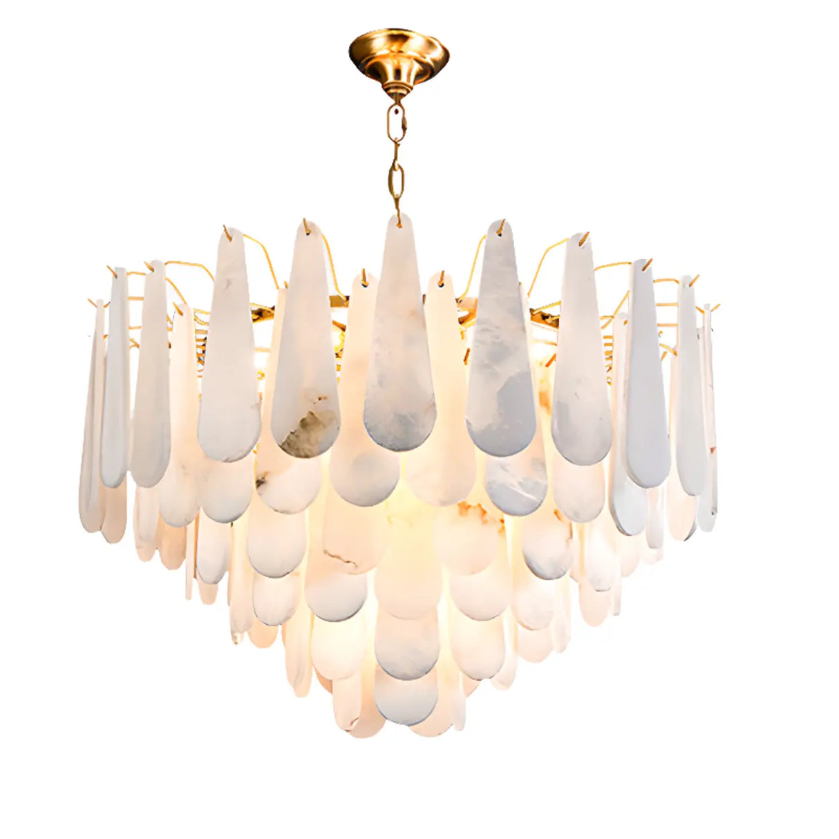 Luxury Alabaster Tiered Teardrop Living Room Chandelier Image - 7