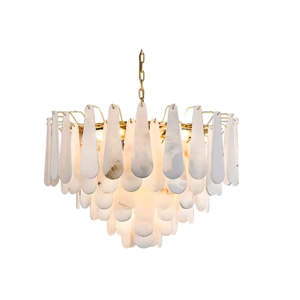 Luxury Alabaster Tiered Teardrop Living Room Chandelier Image - 9