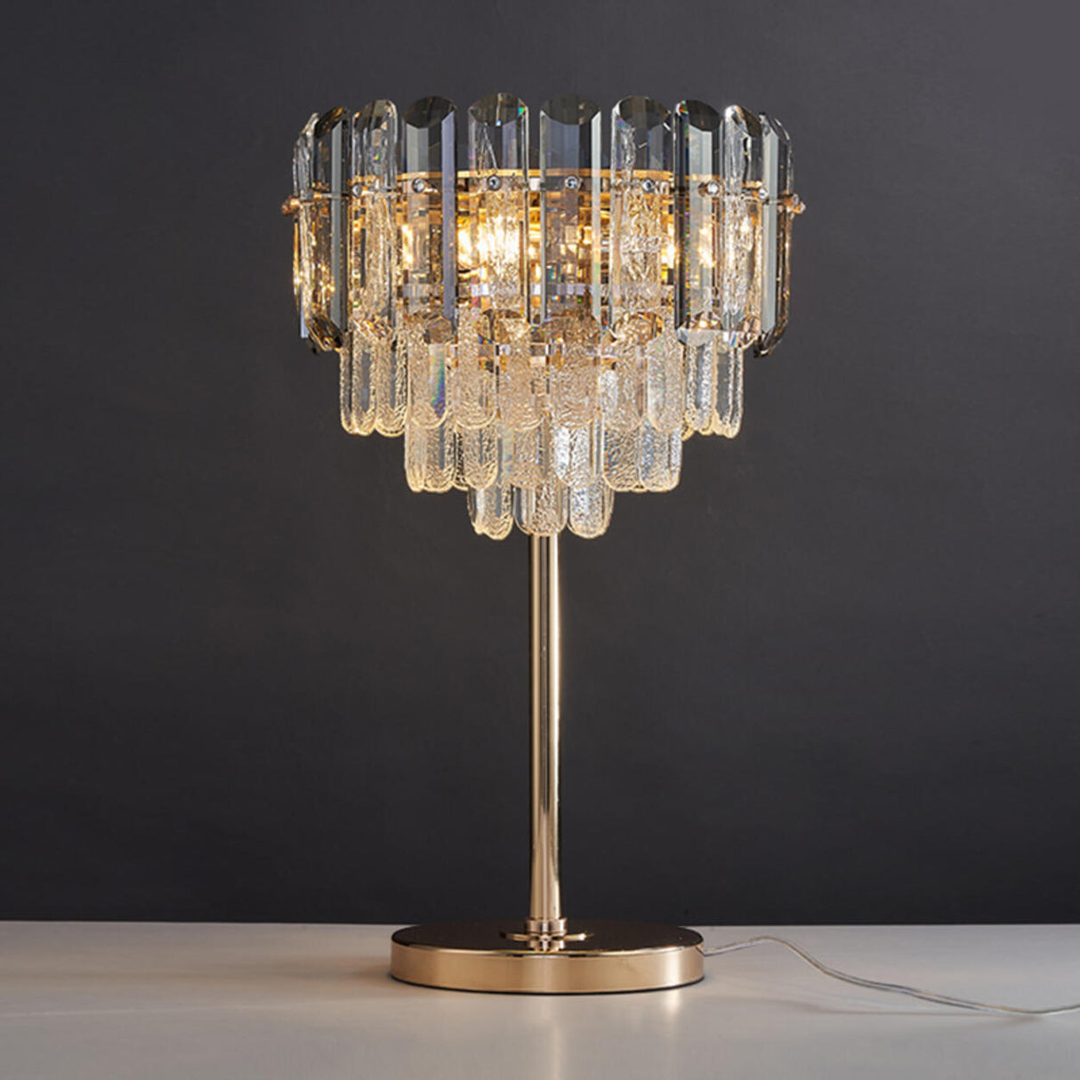 Luxury Art Crystal Cup-Shaped Metal Base Table Lamp Image - 2