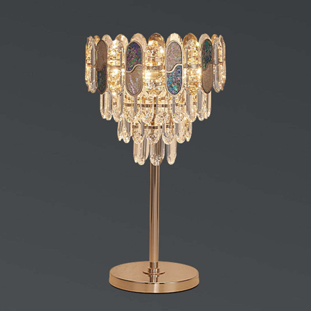 Luxury Art Crystal Cup-Shaped Metal Base Table Lamp Image - 4