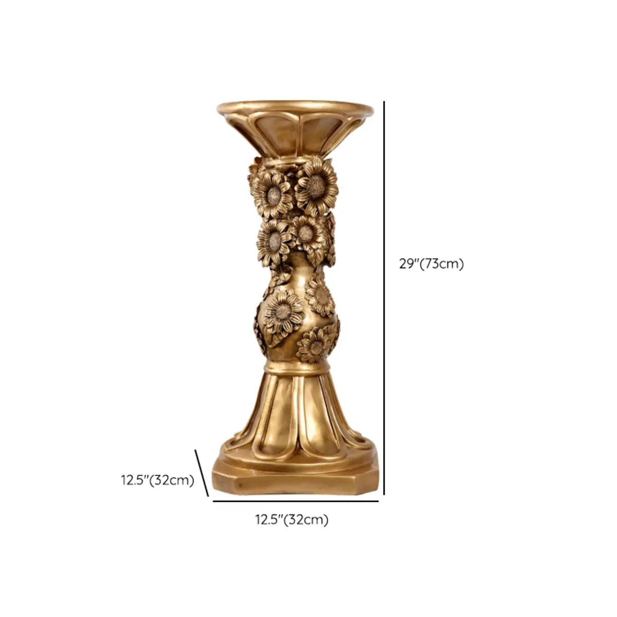 Luxury Baroque Indoor Golden Floral Base Plant Stand