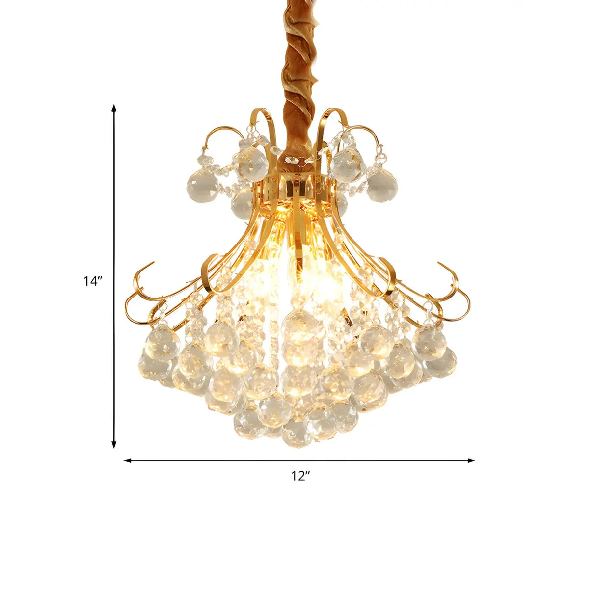 Luxury Bedroom Gold Crystal Ball Pendant Chandelier