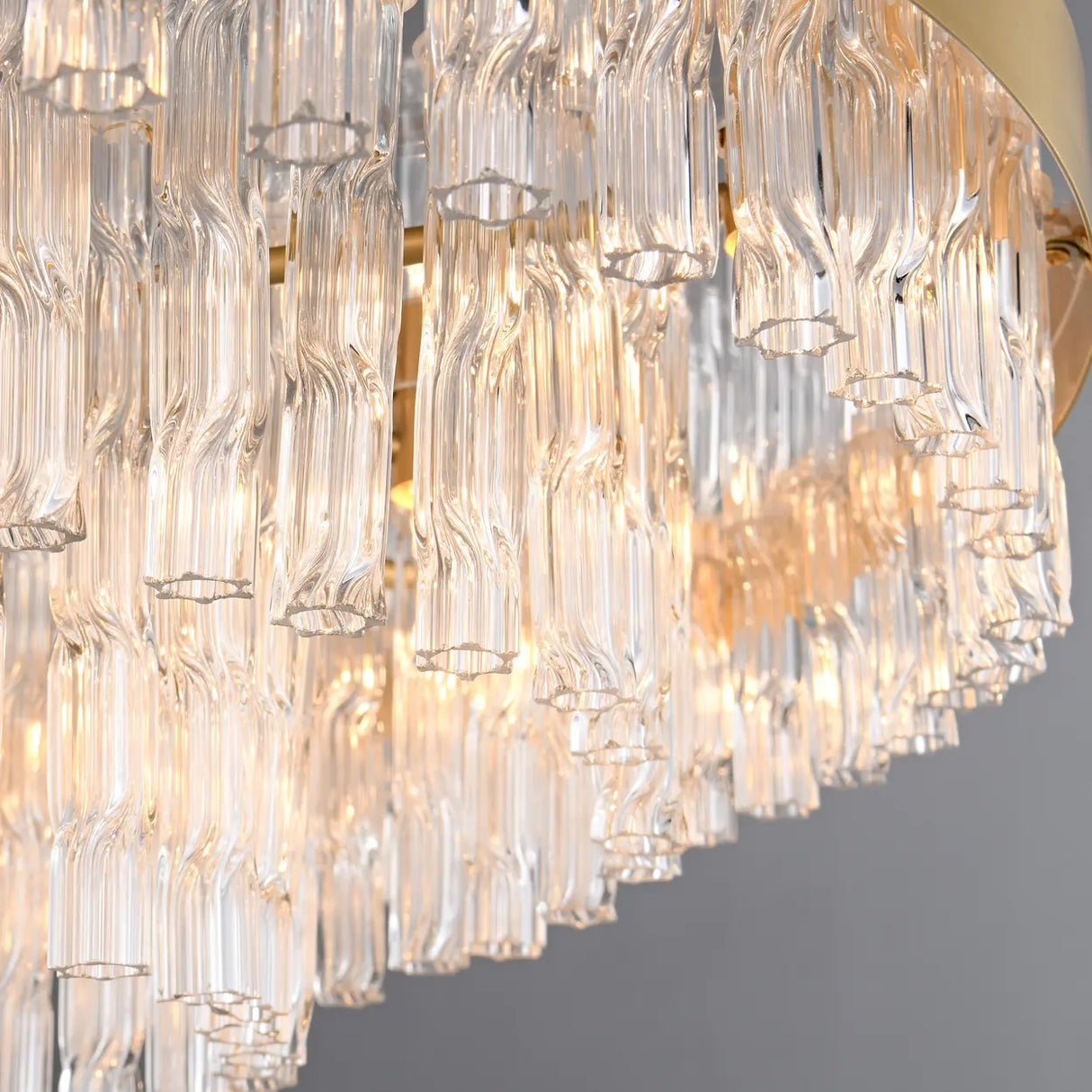 Luxury Brass Tierd Circular Round Clear Crystal Chandelier Image - 5