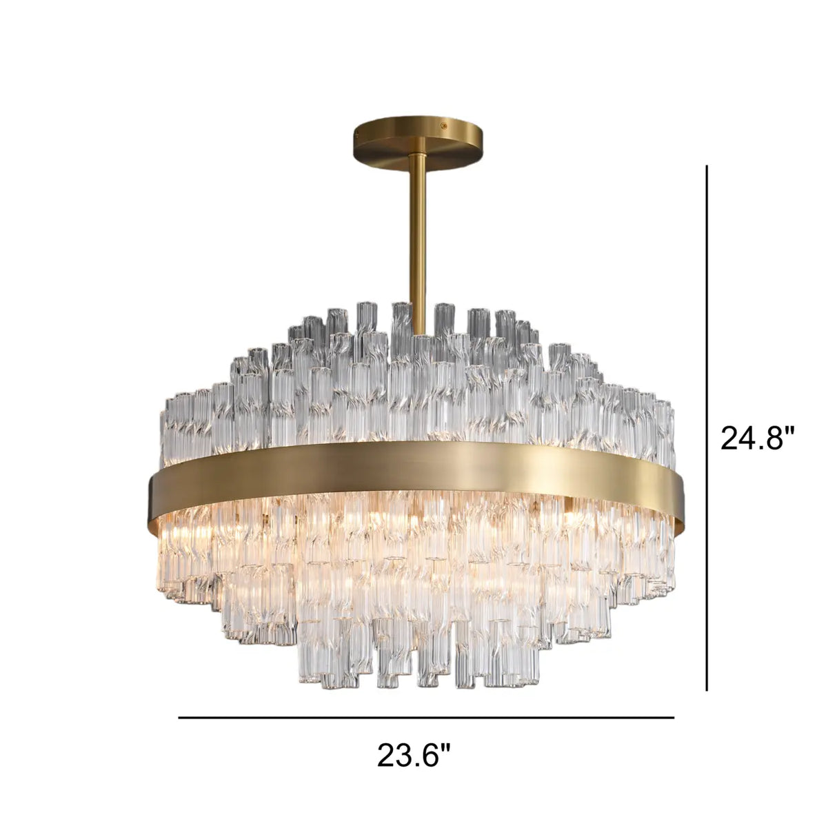 Luxury Brass Tierd Circular Round Clear Crystal Chandelier