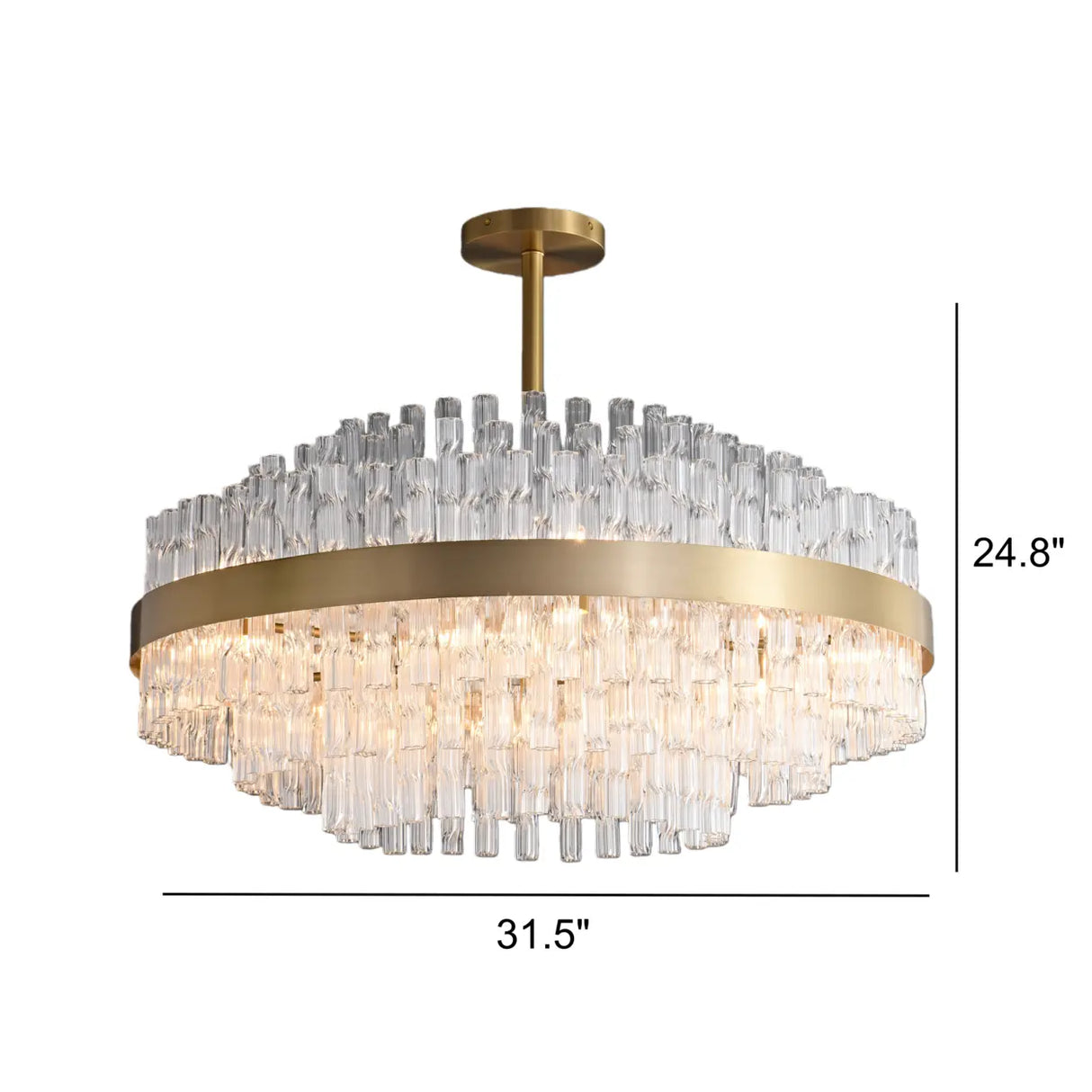 Luxury Brass Tierd Circular Round Clear Crystal Chandelier Image - 7
