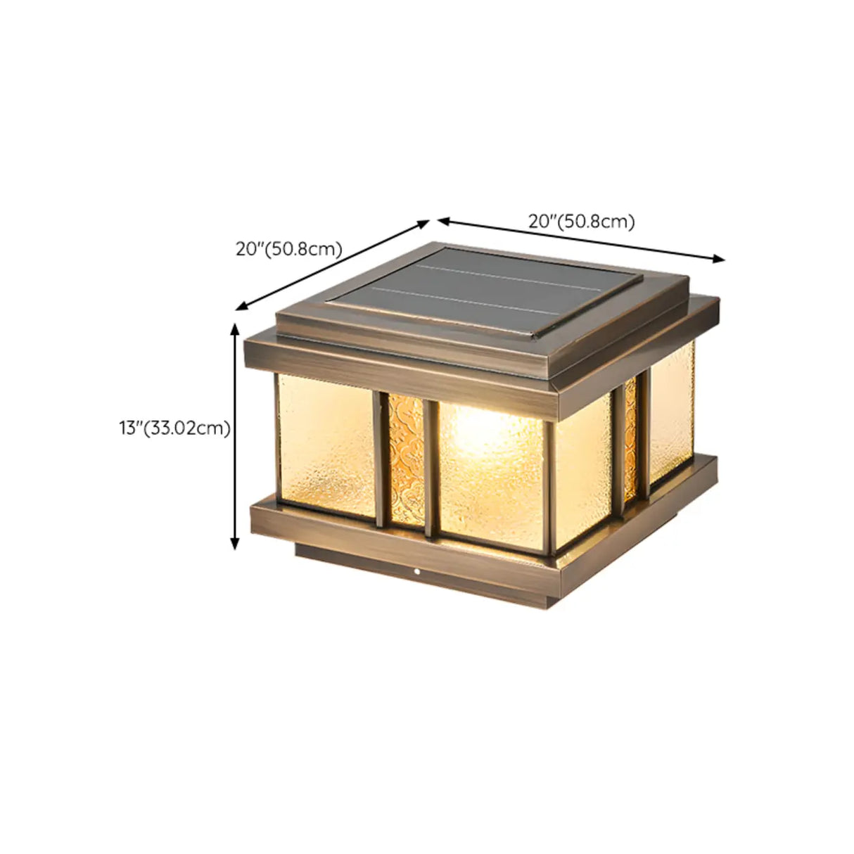 Luxury Bronze Solar Square Metal Outdoor Pillar Light Image - 15