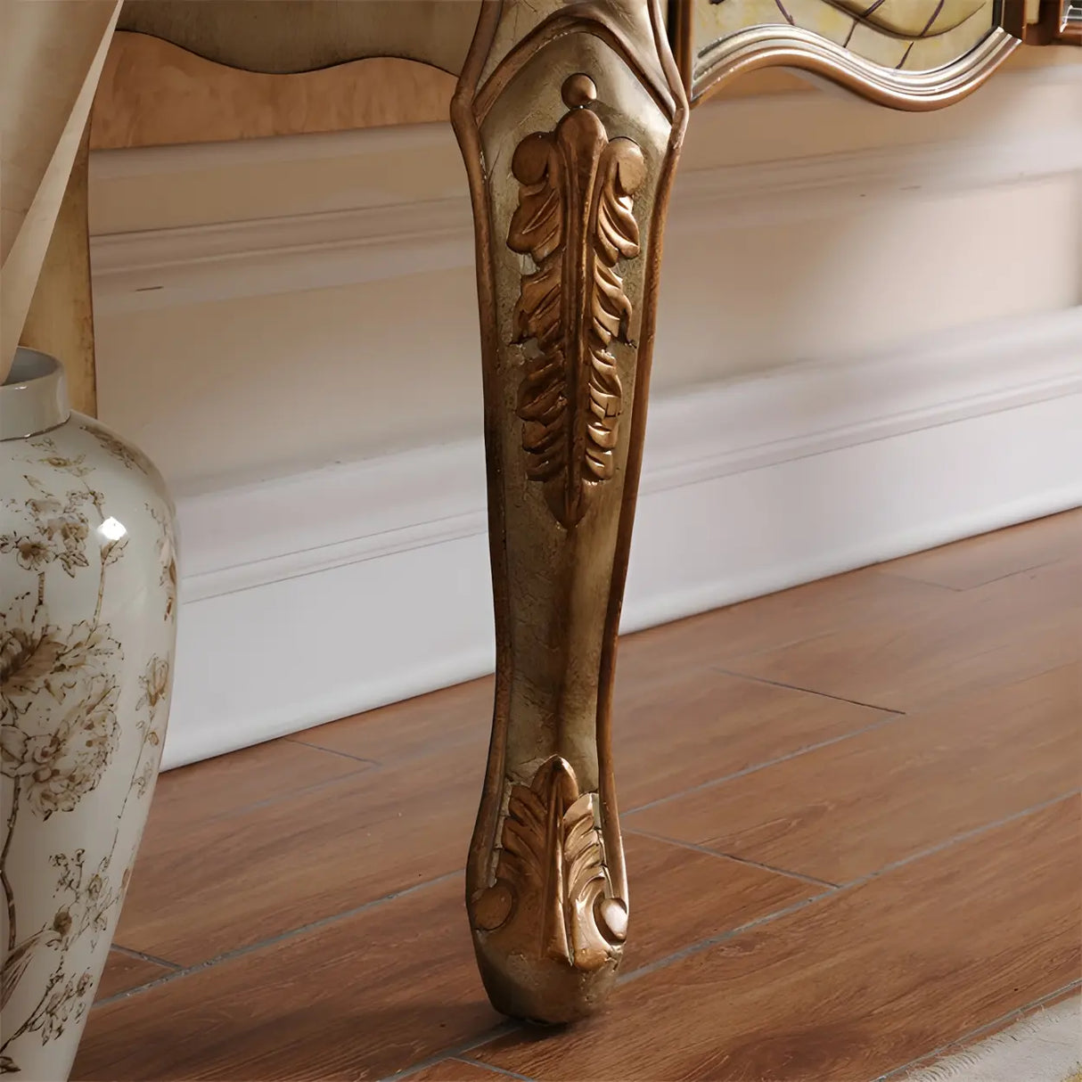 Luxury Brown Birch Wood Cabinet and Drawers Console Table Image - 11