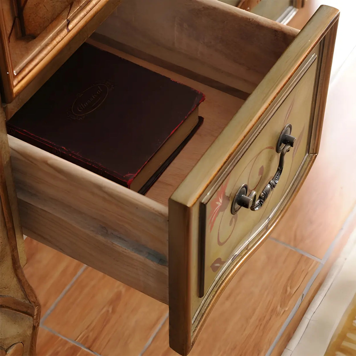 Luxury Brown Birch Wood Cabinet and Drawers Console Table Image - 12