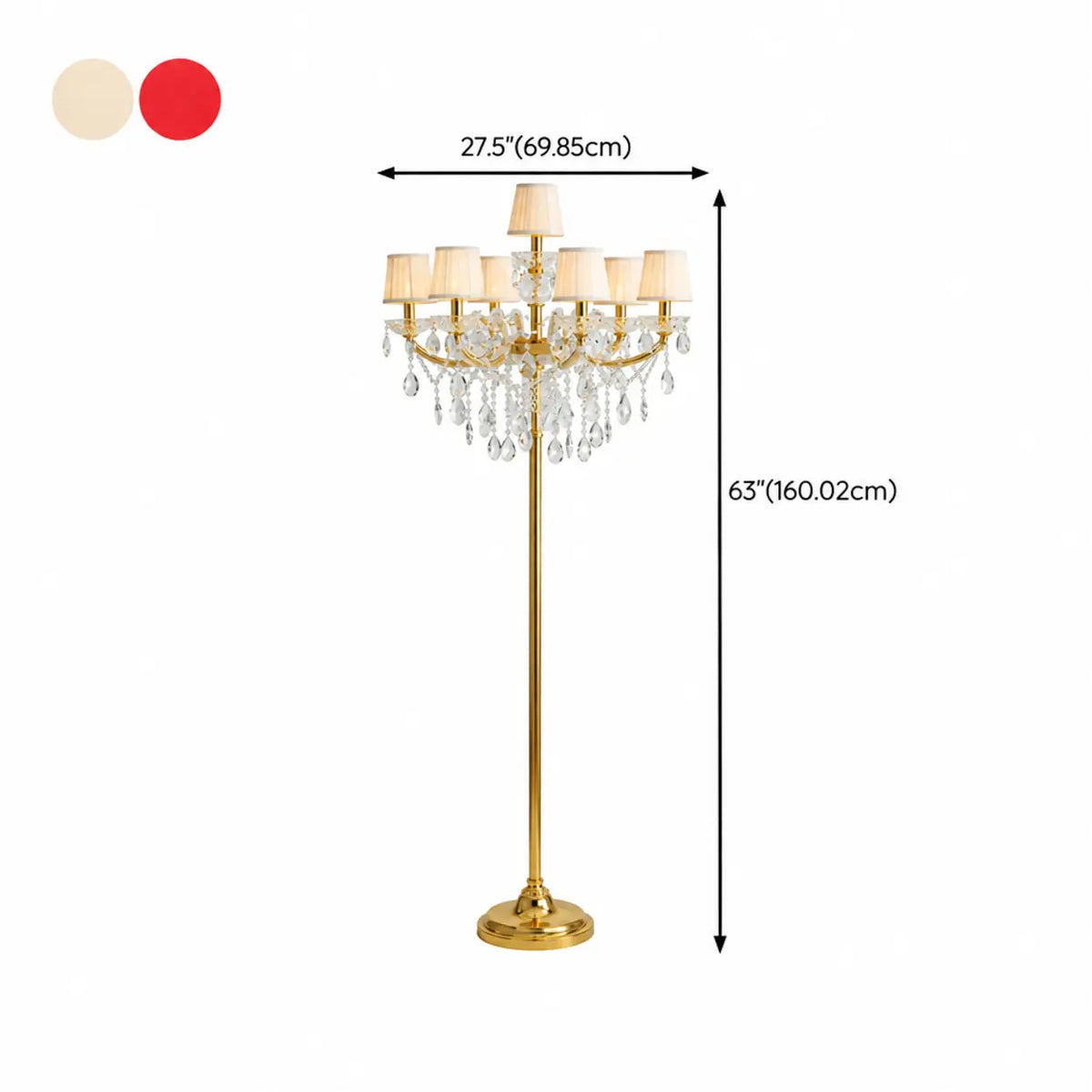 Luxury Candle Gold Crystal Chandelier Floor Lamp Image