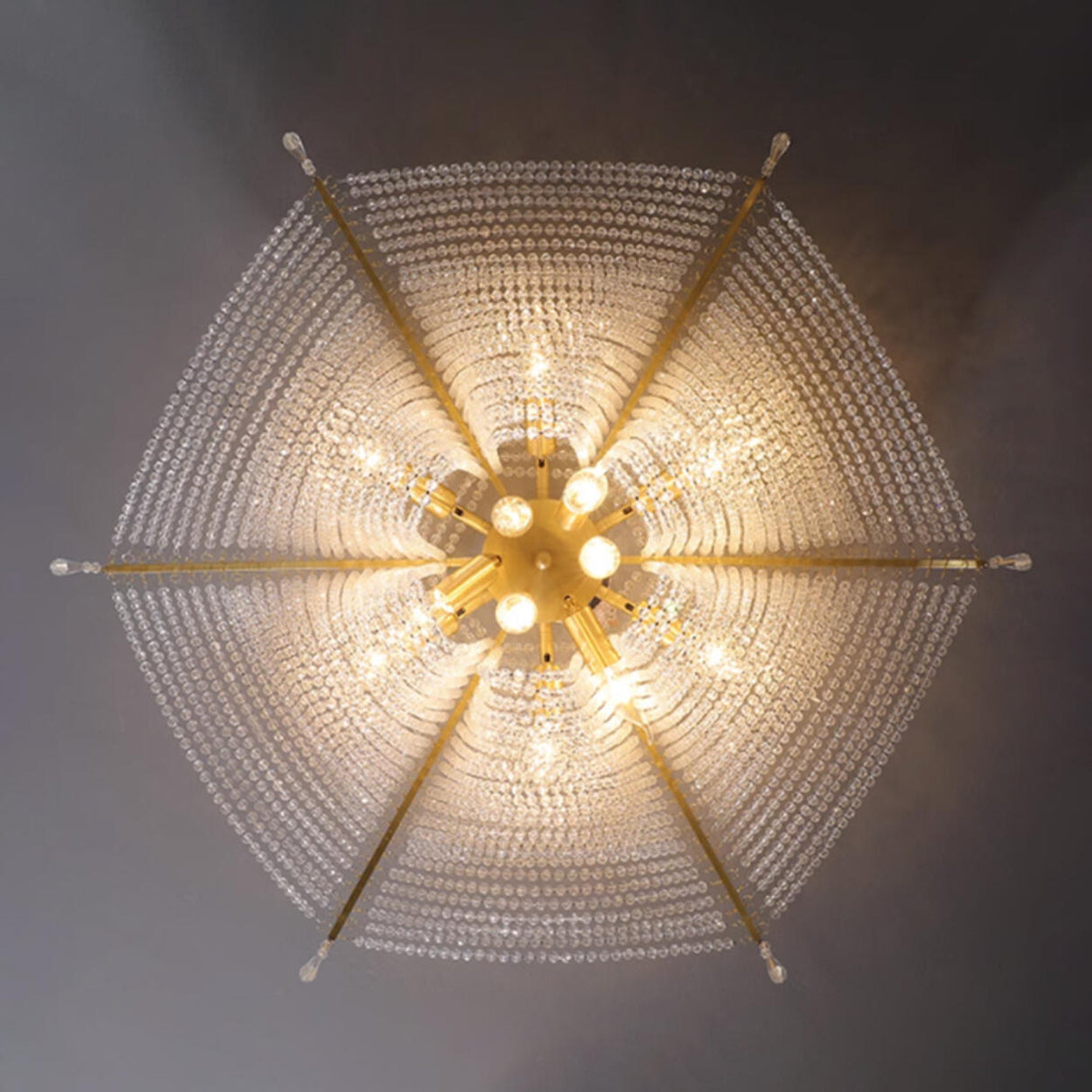 Luxury Cascading Crystal Bead Flush Mount Ceiling Light Image - 10